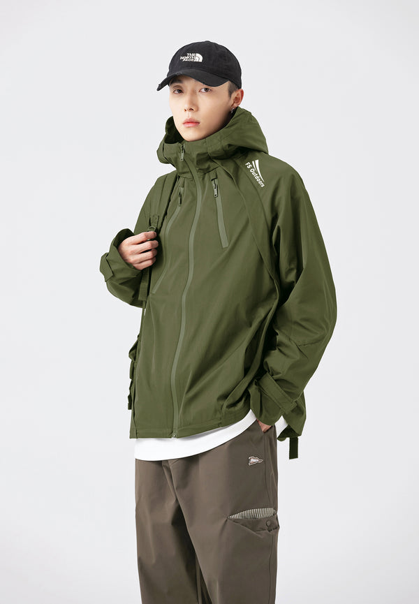 Hooded Jacket Windproof Outerwear in Olive