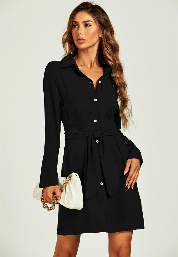 Shirt Mini Wikkeljurk in Zwart