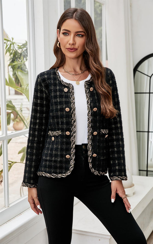 Straight Boucle Jacket In Black