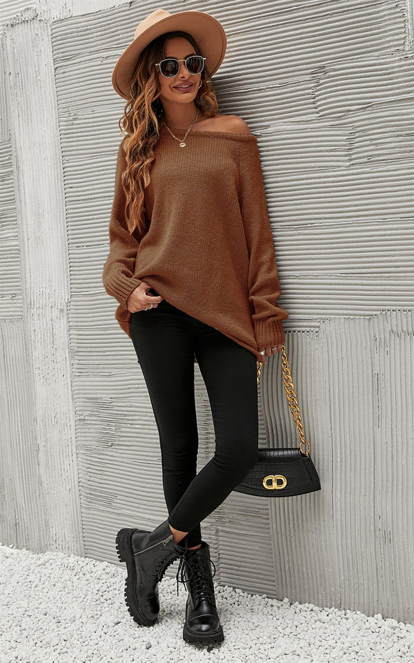 Bequemes Pullover-Oberteil in leckerem Karamell