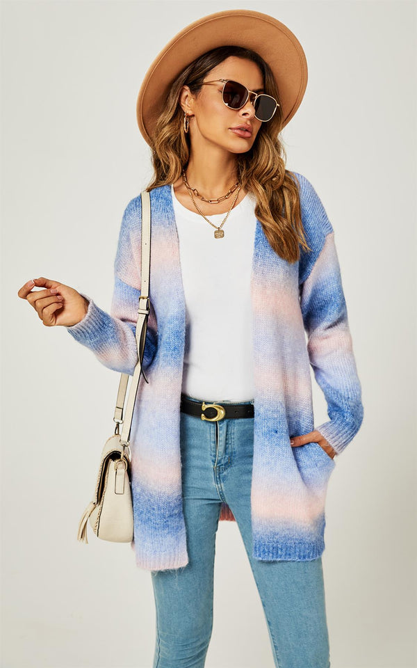 Blue & Pink Rainbow Midi Cardigan