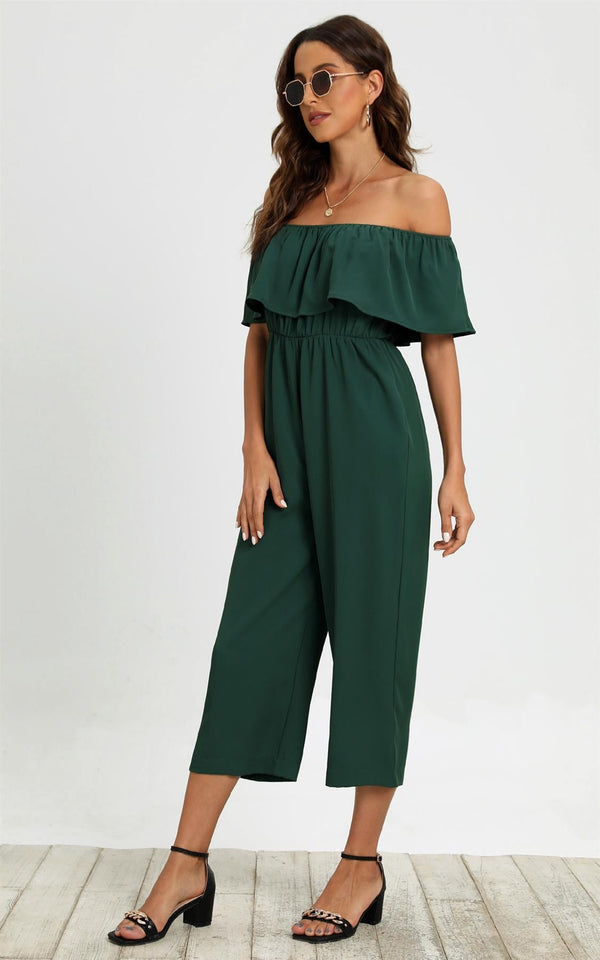 Bardot Ruffles Jumpsuit In Green